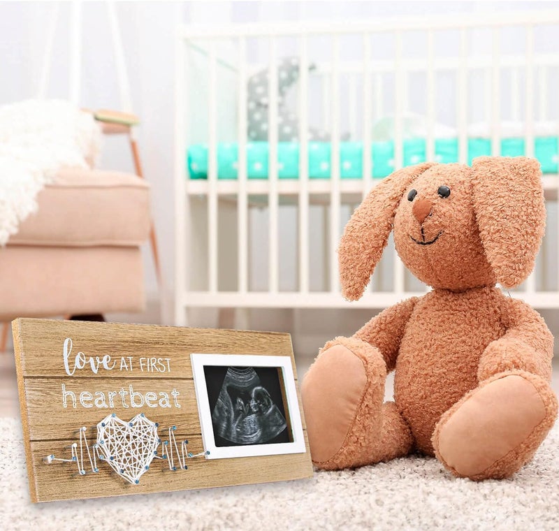 VILIGHT New Mom Gifts - Pregnancy Announcements Baby Gender Reveal Gifts - Love At First Heartbeat Sonogram Picture Frame for Standard 4" x 3" Ultrasound Photo - Image 2